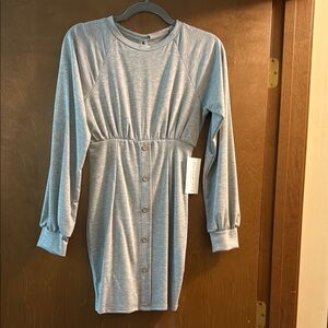 Blue Blush Heather Gray Button-Front Dress
